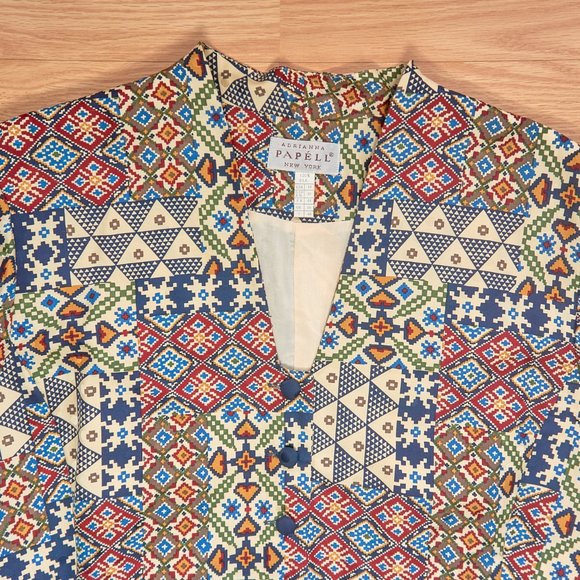 Adrianna Papell Colorful Silk Blouse, Size L, Made in Korea - Picture 3 of 6